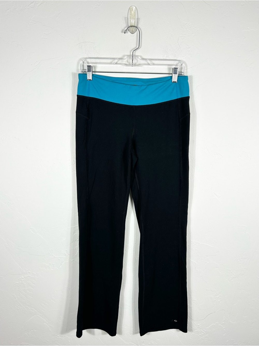 C9 Champion Duo Dry Black Yoga Pants Blue Waistband Women’s Size Medium